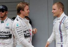 Nico Rosberg, Lewis Hamilton in Valtteri Bottas